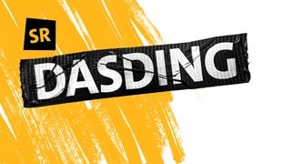 Logo des Radiosenders DASDING vom SR auf orangenem Brush (SWR DASDING)