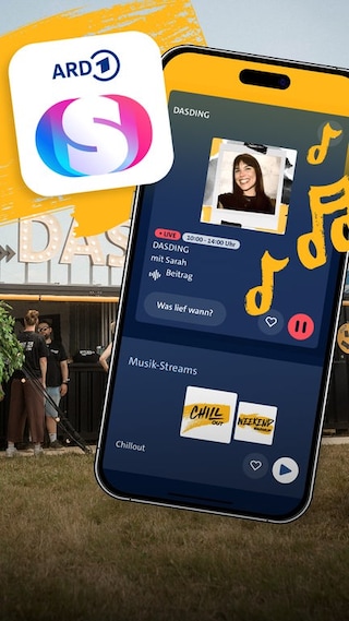 Ein Smartphone, auf dem DASDING in der ARD Sounds App geöffnet ist
